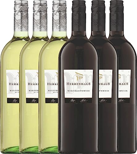 Roter & Weißer Winzerglühwein Herrenhaus von Lergenmüllerr - Glühwein 6 x 1,0 l VINELLO - 6er - Weinpaket inkl. kostenlosem VINELLO.weinausgießer von Weingut Lergenmüller