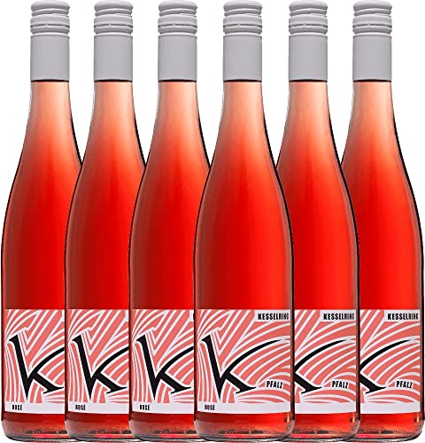 VINELLO 6er Weinpaket Roséwein - Rosé trocken 2021 - Lukas Kesselring mit einem VINELLO.weinausgießer | 6 x 0,75 Liter von Weingut Lukas Kesselring