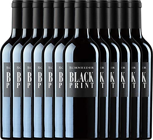 VINELLO 12er Weinpaket Rotwein - Black Print trocken 2020 - Markus Schneider mit einem VINELLO.weinausgießer | 12 x 0,75 Liter von Weingut Markus Schneider