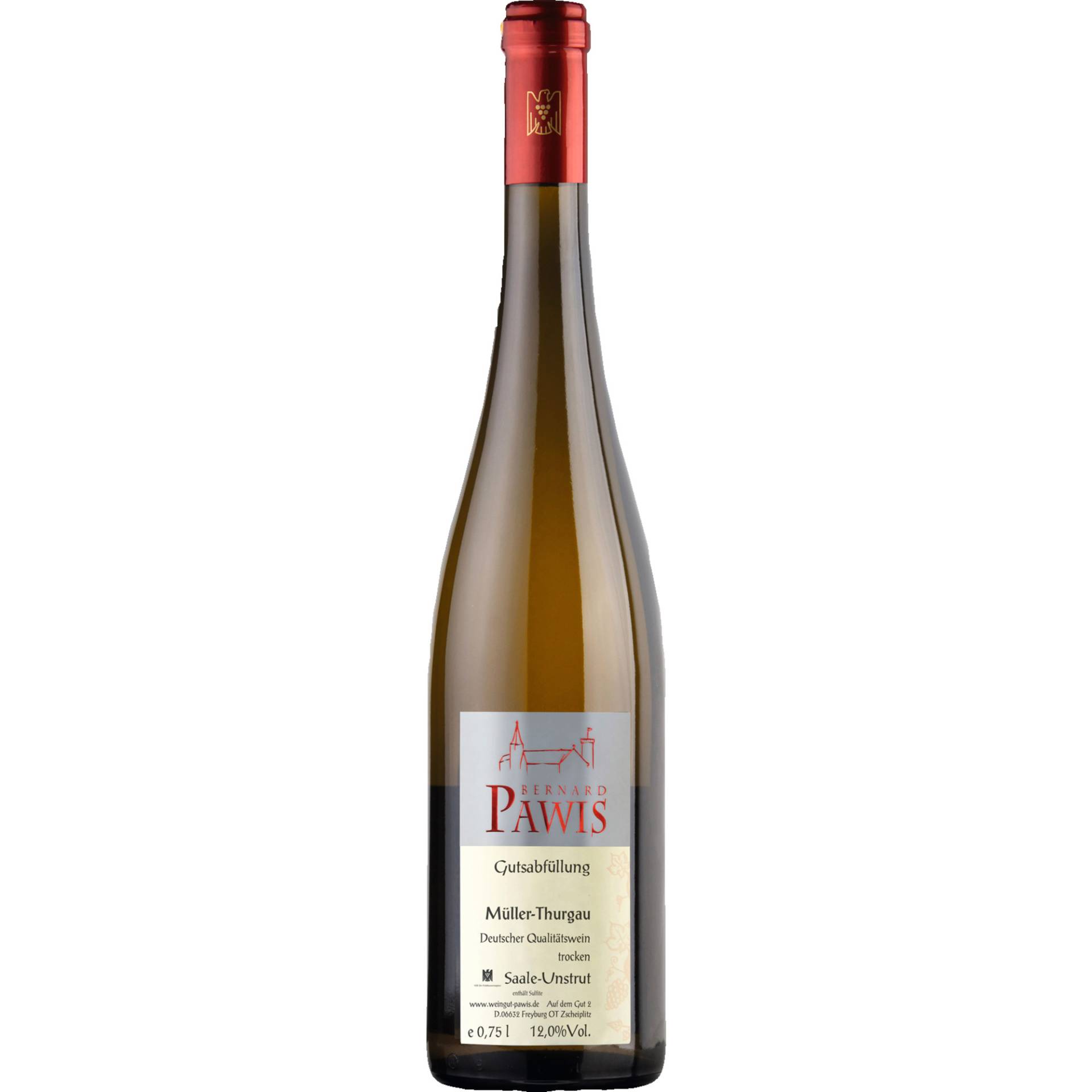 Pawis Müller-Thurgau, Trocken, Saale-Unstrut, Saale-Unstrut, 2023, Weißwein von Weingut Pawis,06632,Freyburg-Zscheiplitz,Deutschland