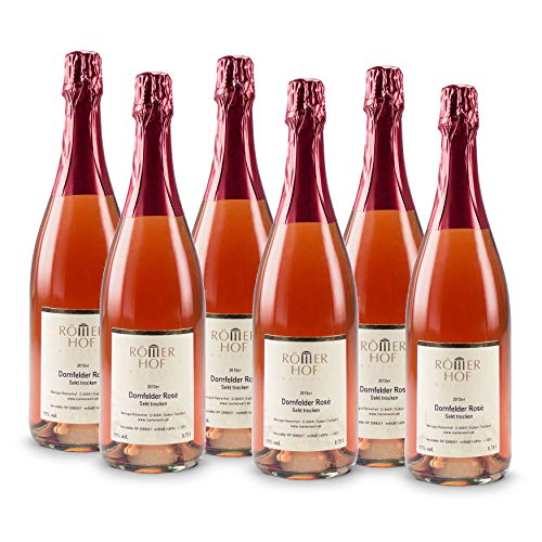 WEINGUT RÖMERHOF 6 Flaschen 0,75 L Dornfelder Rosé Sekt 2013 Trocken, frisch degorgiert, traditionelle Flaschengärung, handgerüttelt, Premium Sekt, prämiertes Mosel Familienweingut von Necto