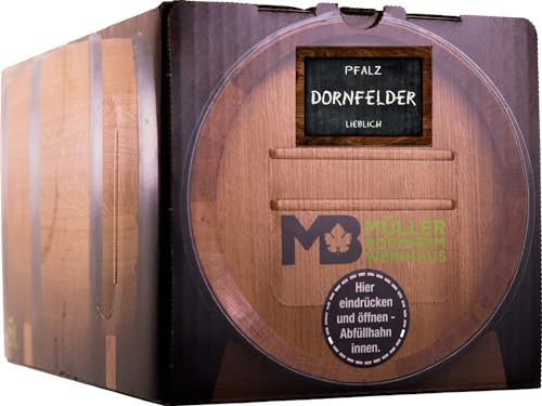 Weinhaus Müller Bornheim 5L Bag in Box Pfälzer Dornfelder Rotwein lieblich 2023 - Qualitäts-Rotwein lieblich aus der Pfalz, Geschmack:lieblich, Rebsorten:Dornfelder, Größe:5 L von Weinhaus Müller Bornheim