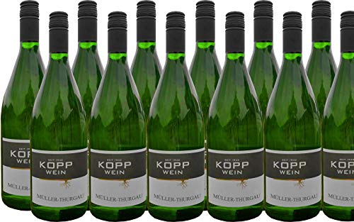 12 Flaschen 2023er Müller-Thurgau feinherb Weißwein Deutscher Qualitätswein 1L, direkt vom Erzeuger: Weingut Kopp in Ranschbach von Weinkellerei Kopp