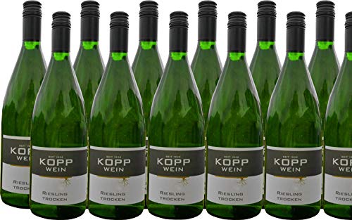 12 Flaschen 2023er Riesling trocken Weißwein Deutscher Qualitätswein 1L, direkt vom Erzeuger: Weingut Kopp in Ranschbach von Weinkellerei Kopp