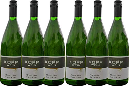 6 Flaschen 2023er Riesling trocken Weißwein Deutscher Qualitätswein 1L, direkt vom Erzeuger: Weingut Kopp in Ranschbach von Weinkellerei Kopp