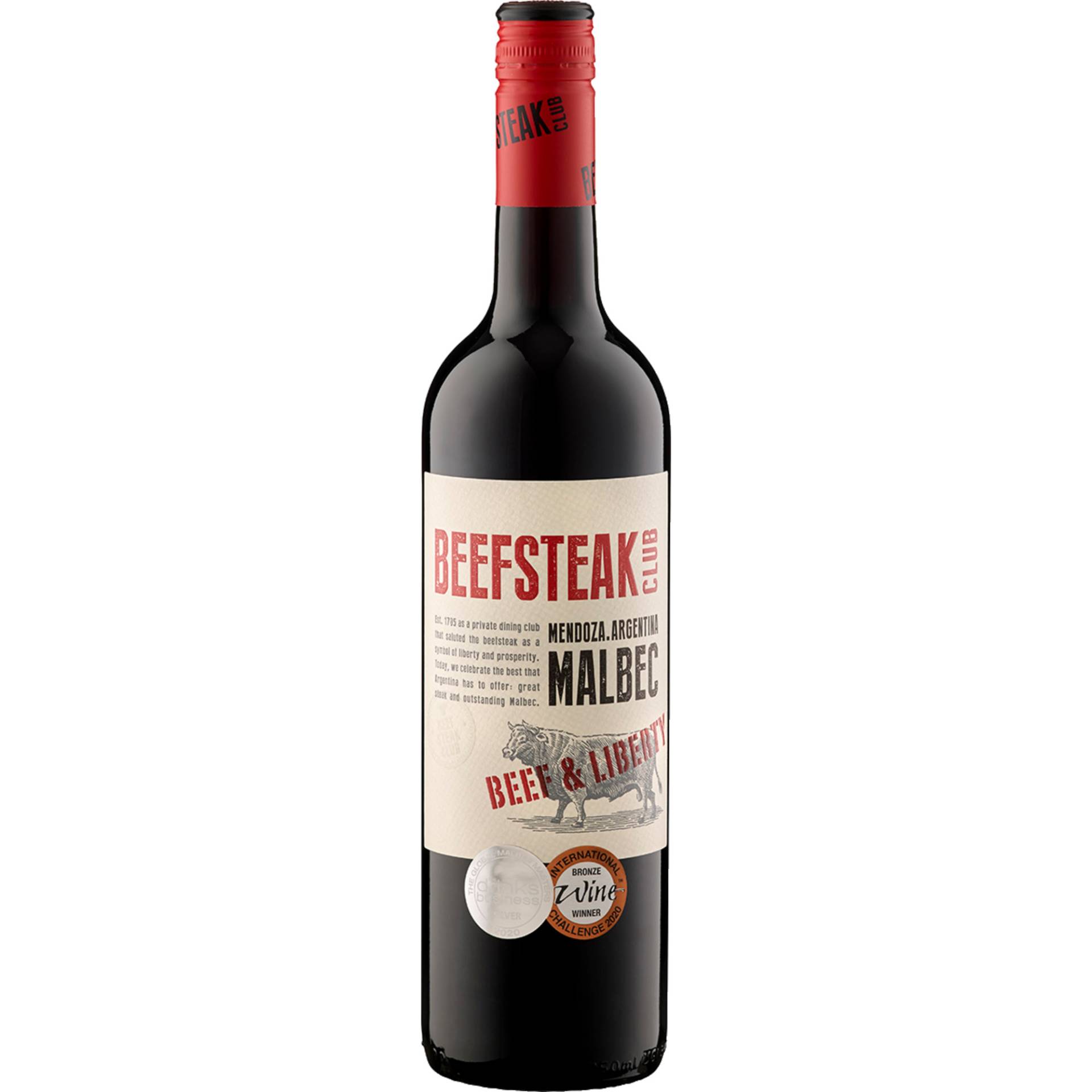 Beefsteak Club Beef & Liberty Malbec, Mendoza, Mendoza, 2022, Rotwein von Weinkontor Freund GmbH, D- 33829 Borgholzhausen