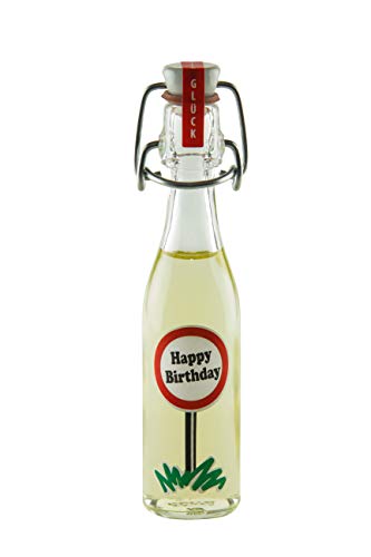 Weisenbach - Viel Glück! - Motiv: "Happy Birthday" - 40ml Bügelverschlussflasche - Birnen-Likör 16% vol. von Weisenbach