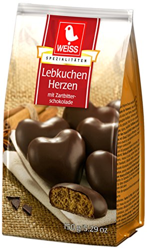 Weiss Lebkuchen-Herzen ungefüllt Zartbitter, 12er Pack (12 x 150 g) von Weiss