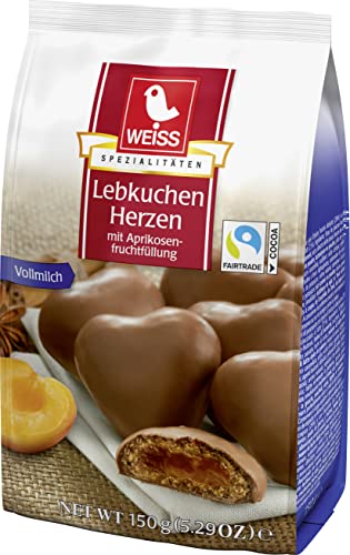 Weiss Spezialitäten Lebkuchen Herzen Vollmilch mit Aprikosenfruchtfüllung (1 x 150 g) von Weiss