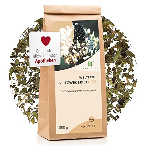 Weltecke Spitzwegerich-Tee lose 300 g | Arzneibuch-Qualität in Deutschland hergestellt & abgefüllt | Spitzwegerichblätter getrocknet & geschnitten | Angenehmer Halswärmer-Tee | Plantago lanceolata von Weltecke