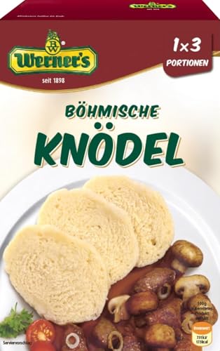 Werner´s Böhmische Knödel 3 Portionen, 8 Packungen pro Karton, Ohne Konservierungs- und Farbstoffe, ohne Geschmacksverstärker von Werner´s