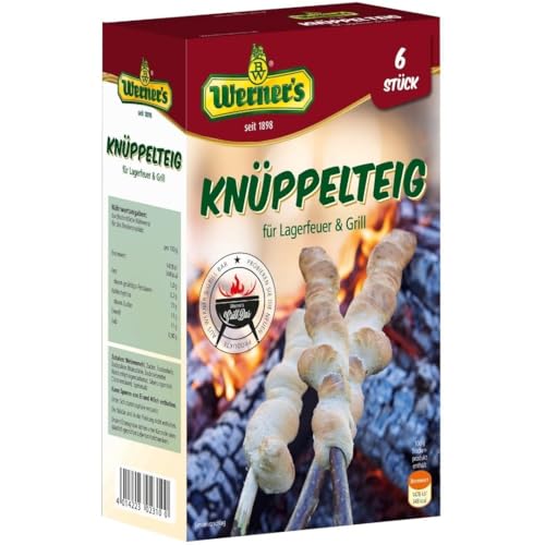 Werner´s Knüppelteig für Lagerfeuer & Grill, Backmischung für 4 - 6 Stück, zum backen über Lagerfeuer oder Grill, 6 Packungen pro Karton von Werner´s