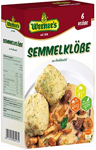 Werner´s Semmelklöße im Kochbeutel 6 Stück, 6 Packungen pro Karton, ohne Farbstoffe, ohne Geschmacksverstärker, einzeln entnehmbar, von Werner´s