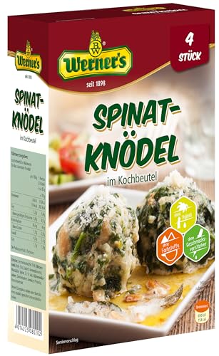 Werner´s Spinatknödel 4 Stück im Kochbeutel, 6 Packungen im Karton, von Werner´s