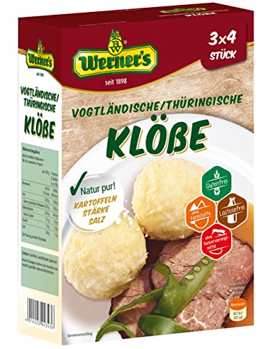 Werner´s Vogtländische/Thüringische Klöße 3x4 Klöße, 6 Packungen pro Karton, glutenfrei, laktosefrei, ohne Farbstoffe, zum selbstformen, von Werner´s