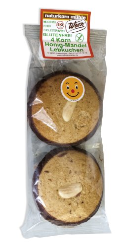 Werz 4-Korn-Honig-Mandel-Lebkuchen, 4er Pack (4 x 100 g Packung) - Bio von Werz