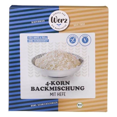 Werz 4-Korn-VK-Backmischung mit Hefe glutenfrei, 1er Pack (1 x 1 kg Karton) - Bio von Werz