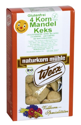 Werz 4-Korn-Vollkorn-Mandel-Keks glutenfrei, 2er Pack (2 x 150 g Packung) - Bio von Werz