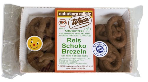 Werz Reis-Vollkorn-Schoko-Brezeln glutenfrei, 2er Pack (2 x 125 g Packung) - Bio von Werz