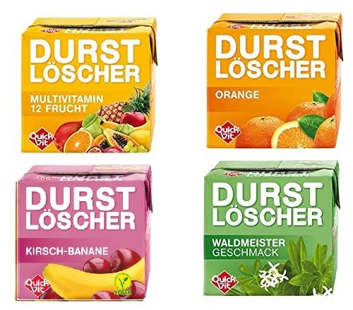 48 Pack Durstlöscher a 500ml Mixbox 4 Sorten Durstlöscher Multivitamin, Wassermelone, Kirsch-Banane, Multivitamin + Space Riegel von Onlineshop Bormann von Wesergold