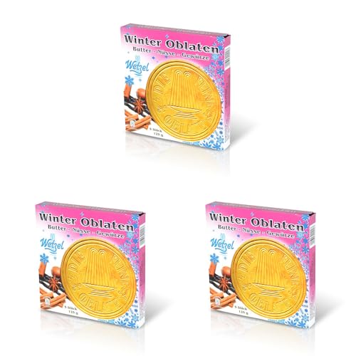 Wetzel | Winter-Oblaten | knusprig zarte Waffeln mit winterlichen Gewürzen | 3er-Set (3 x 125 g) | 375 g von Wetzel