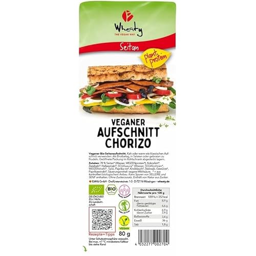 Wheaty Veganer Aufschnitt Chorizo - Bio - 80g x 10-10er Pack VPE von Wheaty