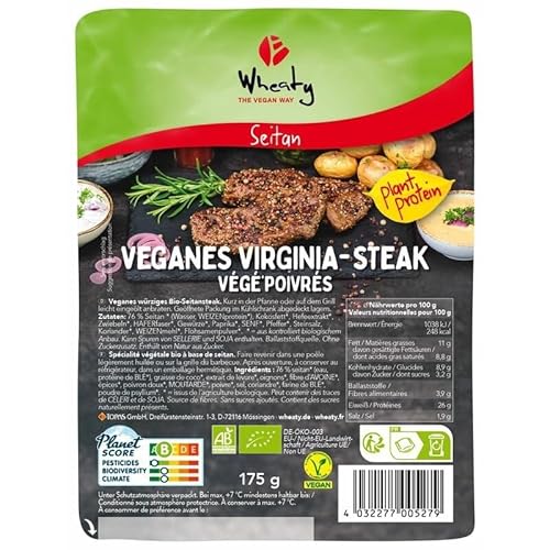 Wheaty Veganes Virginia-Steak - Bio - 175g x 5-5er Pack VPE von Wheaty