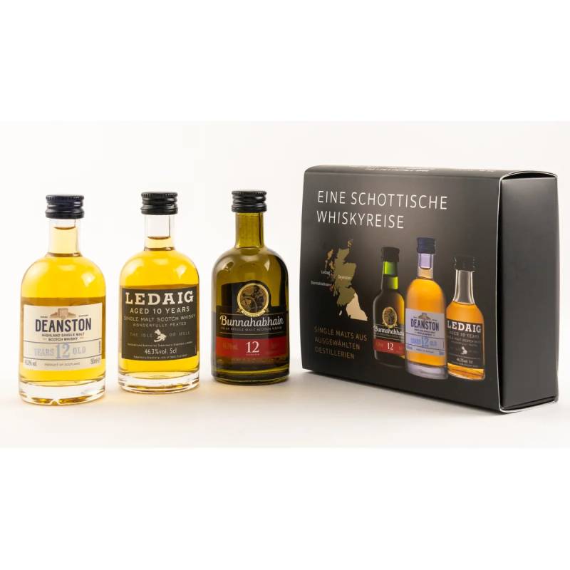 Miniaturen Set Single Malts 3x0,05 Liter Bunnahabhain 12 Years, Deanston 12 Years, Ledaig 10 Years von Whisky Fox