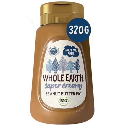 Whole Earth Bio Erdnussbutter Super Creamy Squeezer Flasche| Peanut Butter Sauce | Erdnussbutter Soße | Vegan | Backen | Kochen | ohne Palmöl | ohne zugesetzten Zucker | Protein | 320g von Whole Earth