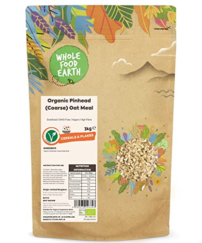 Wholefood Earth Bio-Grobkörniges Hafermehl 3 kg | Stabilisiert | GVO-frei | Vegan | Ballaststoffreich | Zertifiziert biologisch von Wholefood Earth