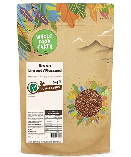 Wholefood Earth Brown Linseed/Flaxseed 3 kg | GMO Free | Natural | High Fibre | Source of Protein von Wholefood Earth
