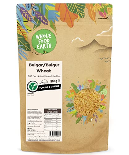 Wholefood Earth Bulgar/Bulgur Weizen - GMO frei - natürlich - vegan - Milchfrei - ohne Zuckerzusatz, 500 g von Wholefood Earth