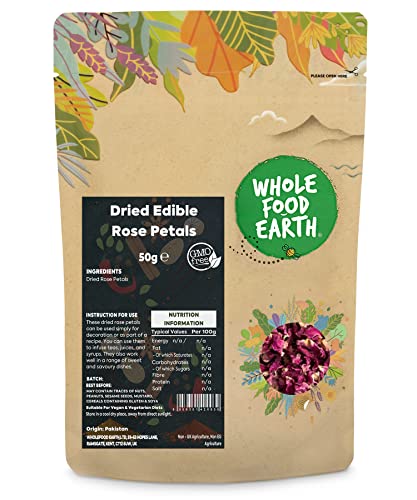 Wholefood Earth Dried Edible Rose Petals 50g | Vegan | GMO Free von Wholefood Earth