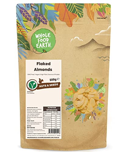 Wholefood Earth Flaked Almonds 500 g | GMO Free | High Fibre | Source of Protein von Wholefood Earth
