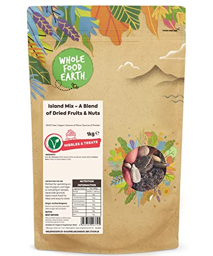 Wholefood Earth Island Mix - A Blend of Dried Fruits and Nuts 1 kg | GMO Free | Source of Fibre | Source of Protein von Wholefood Earth