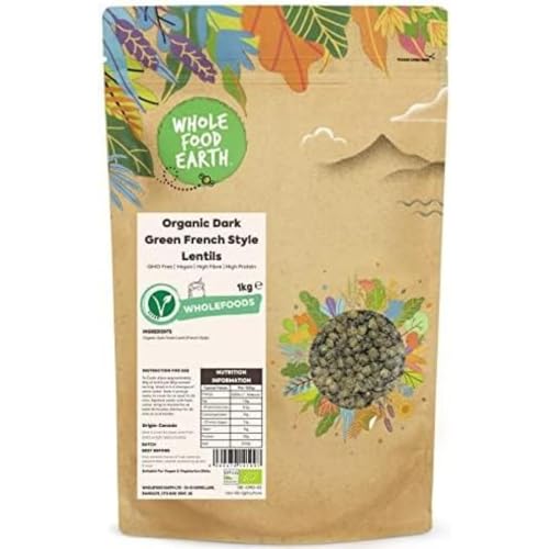 Wholefood Earth Organic Dark Green French Style Lentils 1kg GMO Free | Vegan | High Fibre | High Protein | Certified Organic von Wholefood Earth