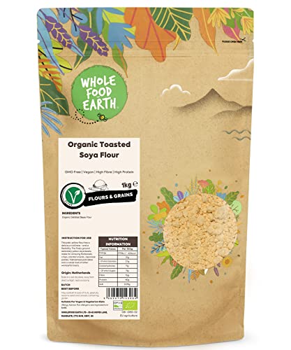 Wholefood Earth Organic Toasted Soya Flour – 1 kg | GMO Free | Vegan | High Fibre | High Protein | Certified Organic von Wholefood Earth