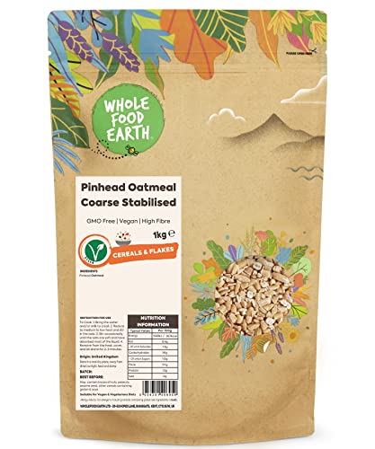 Wholefood Earth Pinhead Oatmeal Coarse Stabilised 1 kg | GMO Free | High Fibre von Wholefood Earth