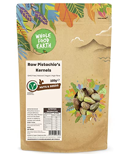 Wholefood Earth Raw Pistachio's Kernels 250 g | GMO Free | Natural | High Fibre von Wholefood Earth