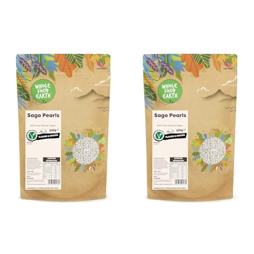 Wholefood Earth Sago Pearls - GMO Frei - Natürlich - Vegan - Milchfrei - Ohne Zusatz von Zucker, 500g (Packung mit 2) von Wholefood Earth