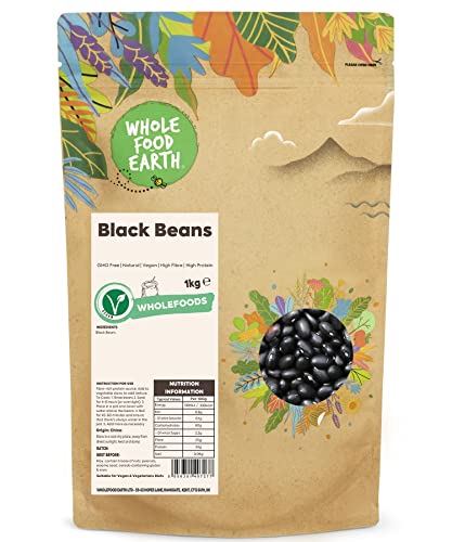 Wholefood Earth Schwarze Bohnen 1 kg GMO-frei Natürlich Hoher Ballaststoffgehalt Hoher Proteingehalt von Wholefood Earth