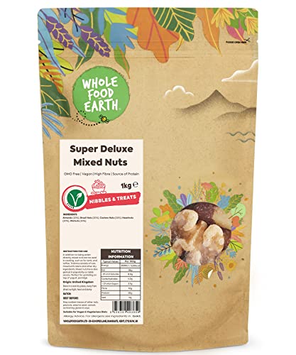 Wholefood Earth Super Deluxe Mixed Nuts 1 kg | GMO Free | High Fibre | Source of Protein von Wholefood Earth