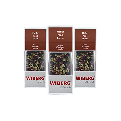 Wiberg Mühle Pfeffer mit Keramik Mahlwerk, 65g 3er Pack von Wiberg