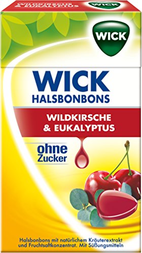 Wick Wildkirsche & Eukalyptus ohne Zucker, 10er Pack (10 x 46 g) von WICK
