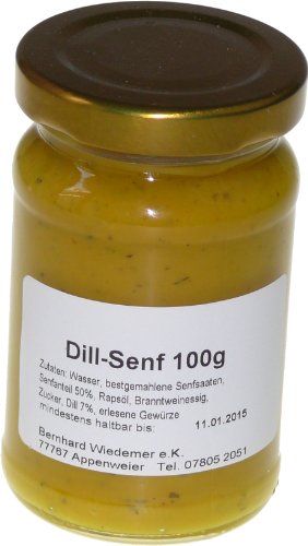 Wiedemer – erfrischender Dillsenf aus frischer Zubereitung mit ausgewählten natürlichen veganen Zutaten – 1 Glas á 100ml Gourmet Senf für Lachs, Salatdressing, Fleisch, Fisch, Käse u.v.m. von Wiedemer