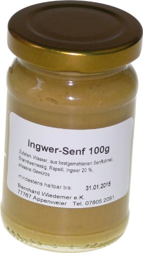 Wiedemer – fruchtig-pikanter Ingwersenf aus frischer Zubereitung mit ausgewählten natürlichen veganen Zutaten – 1 Glas á 100ml Gourmet Senf für Fisch, Suppe, Asiatisch, Salatdressing u.v.m. von Wiedemer