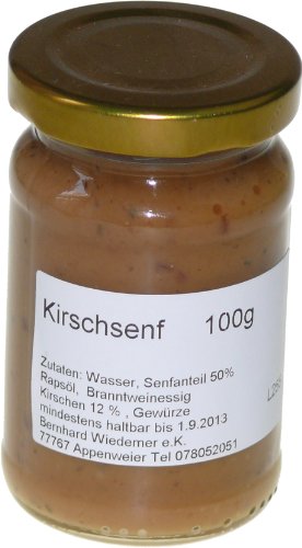 Wiedemer – fruchtiger Kirschsenf aus frischer Zubereitung mit ausgewählten natürlichen veganen Zutaten – 1 Glas á 100ml Gourmet Senf für Salatdressing, Sauce, Lachs, Brot, Käse u.v.m. von Wiedemer