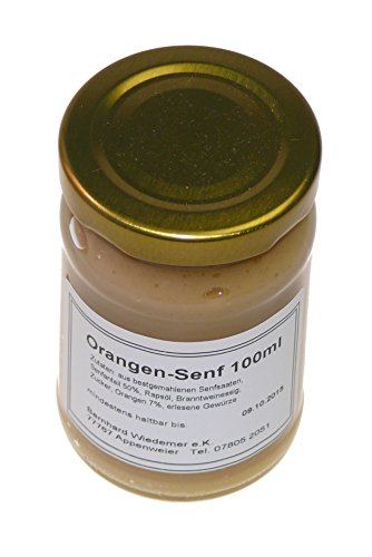 Wiedemer – fruchtiger Orangensenf aus frischer Zubereitung mit ausgewählten natürlichen veganen Zutaten – 1 Glas á 100ml Gourmet Senf für Salatdressing, Sauce, Fisch, Geflügel, Käse u.v.m. von Wiedemer