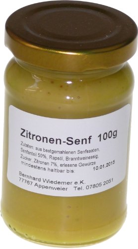 Wiedemer – fruchtiger Zitronensenf aus frischer Zubereitung mit ausgewählten natürlichen veganen Zutaten – 1 Glas á 100ml Gourmet Senf für Salatdressing, Sauce, Fisch, Fleisch, Käse u.v.m. von Wiedemer