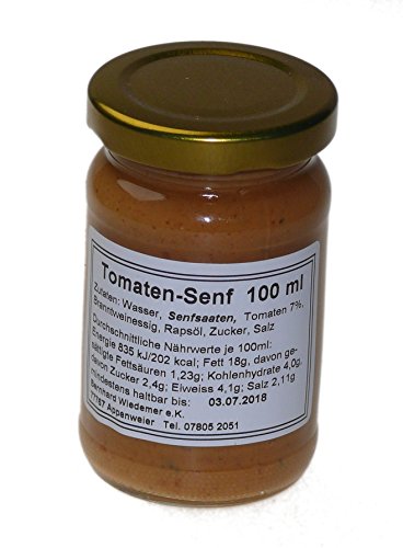 Wiedemer – mediterraner Tomatensenf aus frischer Zubereitung mit ausgewählten natürlichen veganen Zutaten – 1 Glas á 100ml Gourmet Senf für Brot, Sauce, Wurst, Fleisch, Dip u.v.m. von Wiedemer